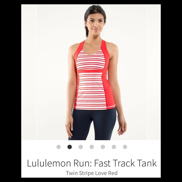 lululemon athletica Tops - LULULEMON Run Fast Track Tank Size 10 in Twin Stripe Love Red